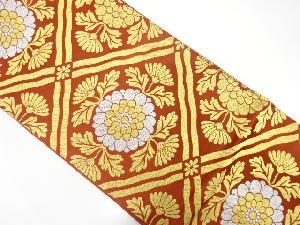 斜め格子に菊模様織出し袋帯